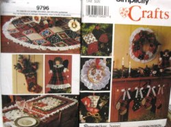 9796 XMAS STOCKING, TREE SKIRT, ANGEL TOPPER, ORNAMENT PATTERN
